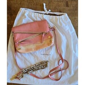 Hammitt Dillon Shoulder / Crossbody Bag Pink Himalayan Snake   EUC